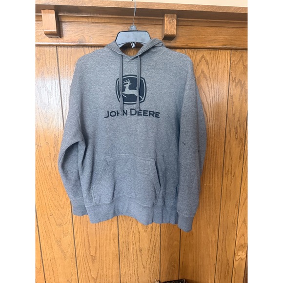 John Deere Other - John Deere Mens Graphic Logo Pullover Hoodie Heather Grey Size M Medium